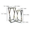 Stone Top Plant Stand with Geometric Base, Set of 2, Black and Gray
