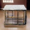22 Inch Granite Top Plant Stand, Cast Iron Frame, Gray, Black, Gold