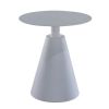 22 Inch Outdoor, Aluminum Side Table with Cone Shaped Base, White
