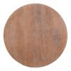 Arthur Drum Shape Wooden 35.5 Inch Coffee Table with Plank Design Base, Distressed Brown