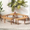 Outdoor 2-Person Backless Wooden Garden Bench with Modern Arch Design