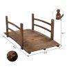 Solid Dark Wood 4-Ft Garden Bridge with Handrails