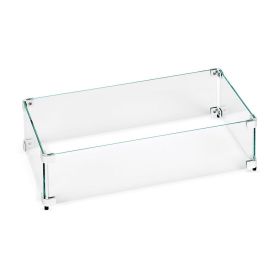 Rectangular Glass Flame Guard For 24" X 8" Drop-In Fire Pit Pan