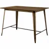 5 Piece Metal And Wood Counter Height Table Set In Antique Brown