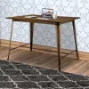 5 Piece Metal And Wood Counter Height Table Set In Antique Brown