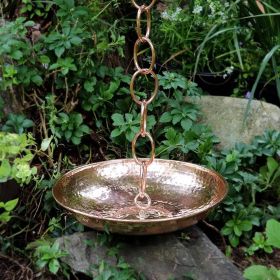 Premium Hand Hammered Copper Rain Chain Basin - 11-inch Diameter