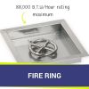 12" Square Stainless Steel Drop In Pan with 6" Fire Ring