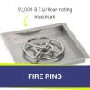 18" Square Stainless Steel Drop In Pan with 12" Fire Ring