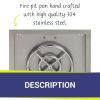 18" Square Stainless Steel Drop In Pan with 12" Fire Ring