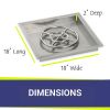 18" Square Stainless Steel Drop In Pan with 12" Fire Ring