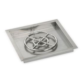 18" Square Stainless Steel Drop In Pan with 12" Fire Ring
