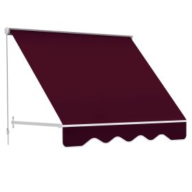 6' Drop Arm Manual Retractable Window Awning Sun Shade Shelter for Patio Balcony Outdoor, Aluminum, Wine Red