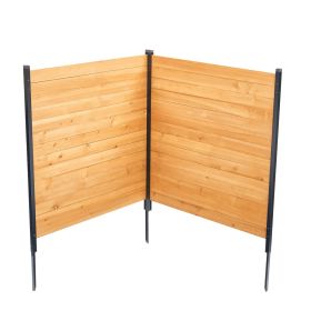 Wood Privacy Fence, 38" W x 42" L, 2 Panel Solid Air Conditioner Fence Screen, Pool Equipment Enclosure with Metal Stakes, Easy DIY Installation, Outd
