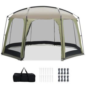 Large 6-8 Person Screen House Tent with Full Mesh Walls, UV Protection Outdoor Sun Shelter Canopy with Wind Ropes & Stakes