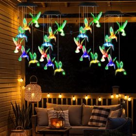 Fresh Fab Finds Solar Hummingbird Wind Chime 7 Color Changing Wind Chime for Outside IPX4 Waterproof Outdoor Garden Yard Decor