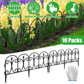 10 Pack Flexible Garden Edging, 19.3FT Interlocking PP Landscape Border with Angle Adjustable Panels, Weather Resistant No Dig Lawn Fence for Flower B