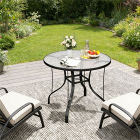 Terrace table with umbrella hole, outdoor dining table, coffee table, black (table only)