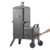 Charcoal Offset Smoker, Heavy-Duty Steel BBQ Offset Smoker with Side Firebox, Movable Outdoor Barbecue Smokers with 6 Adjustable Grates, Thermometer &