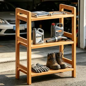 3 Tier Bamboo Storage Shelf, Freestanding Adjustable Organizer Rack for Kitchen Cabinets, Bathroom Countertop, Desk, Books, Shoes and Pantry, Space Sa