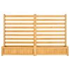 Wooden Privacy Fence, 36 x 45 inch Air Conditioner Fence, 2 Slatted Panel Solid Outdoor Wood Privacy Screen with 2 Planters, Metal Stakes, Trash Can H