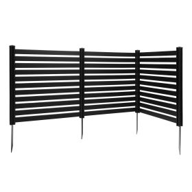 3 Panels Outdoor Privacy Screen, 50 x 48 in Air Conditioner Fence with 27.6 in Ground Stakes, Pool Equipment Enclosure, Vinyl Privacy Fence, Ideal for