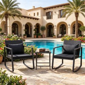 3-Piece Outdoor Wicker Rocking Chair Set