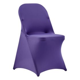 50 Pcs Purple Chair Covers, Polyester Spandex Chair Cover, Stretch Slipcovers for Wedding Party Dining Banquet Flat-Front Chair Covers