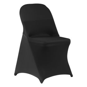 150 Pcs Black Chair Covers, Polyester Spandex Chair Cover, Stretch Slipcovers for Wedding Party Dining Banquet Flat-Front Chair Covers