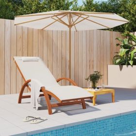 Sun Lounger White Textilene and solid poplar wood Standard
