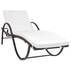 Outdoor Bench Brown, Cream White PE Rattan, Powder-coated Steel