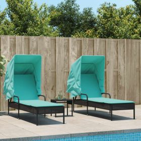 Patio Sun Lounger Black, Turquoise