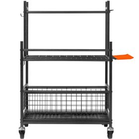 Garden Tool Organizer, 16 Slots with Hooks, Yard Tool Tower Rack with Wheels for Garage Organization and Storage, Hold Long-Handled Tool/Rake/Bro