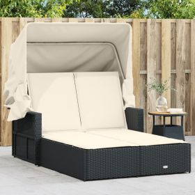 Double Sun Lounger Black PE rattan Double-sized