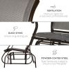 2-Person Glider Bench, Outdoor Chair with Breathable Mesh Fabric, Smooth Motion, Rocking Glider for Backyard, Lawn, Mixed Grey