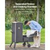 Charcoal Offset Smoker, Heavy-Duty Steel BBQ Offset Smoker with Side Firebox, Movable Outdoor Barbecue Smokers with 6 Adjustable Grates, Thermometer &