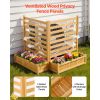 Wooden Privacy Fence, 36 x 45 inch Air Conditioner Fence, 2 Slatted Panel Solid Outdoor Wood Privacy Screen with 2 Planters, Metal Stakes, Trash Can H