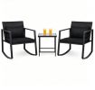 3-Piece Outdoor Wicker Rocking Chair Set
