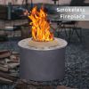 Smokeless Fire Pit, 20.5" Round Wood Burning Stainless Steel Top & TerraFab Base, Firepit with Weather Cover Perfect for Outdoor Patio Garden
