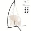 Heavy Duty Hammock Chair Stand C Shaped Solid Steel Hanging Chair Frame with Spring Hook and Buckle Indoor Outdoor Patio Deck Treehouse Porch Lounger
