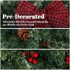 36" Prelit Crestwood Spruce Artificial Christmas Wreath, Christmas Decor with Bow, 8 Modes, Red Berries, Pinecones