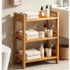 3 Tier Bamboo Storage Shelf, Freestanding Adjustable Organizer Rack for Kitchen Cabinets, Bathroom Countertop, Desk, Books, Shoes and Pantry, Space Sa