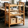 3 Tier Bamboo Storage Shelf, Freestanding Adjustable Organizer Rack for Kitchen Cabinets, Bathroom Countertop, Desk, Books, Shoes and Pantry, Space Sa