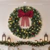 36" Prelit Crestwood Spruce Artificial Christmas Wreath, Christmas Decor with Bow, 8 Modes, Red Berries, Pinecones