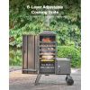 Charcoal Offset Smoker, Heavy-Duty Steel BBQ Offset Smoker with Side Firebox, Movable Outdoor Barbecue Smokers with 6 Adjustable Grates, Thermometer &