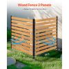 Wood Privacy Fence, 38" W x 42" L, 2-Panel Slatted Air Conditioner Fence Screen, Pool Equipment Enclosure with Metal Stakes, Easy DIY Installation, Ou