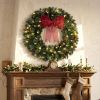 36" Prelit Crestwood Spruce Artificial Christmas Wreath, Christmas Decor with Bow, 8 Modes, Red Berries, Pinecones