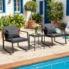 3-Piece Outdoor Wicker Rocking Chair Set