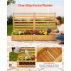 Wooden Privacy Fence, 36 x 45 inch Air Conditioner Fence, 2 Slatted Panel Solid Outdoor Wood Privacy Screen with 2 Planters, Metal Stakes, Trash Can H