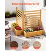 Wooden Privacy Fence, 36 x 45 inch Air Conditioner Fence, 2 Slatted Panel Solid Outdoor Wood Privacy Screen with 2 Planters, Metal Stakes, Trash Can H