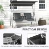 2-Seater Outdoor Porch Swing with Canopy and Table, Patio Swing Chair for Garden, Poolside, Backyard, Gray